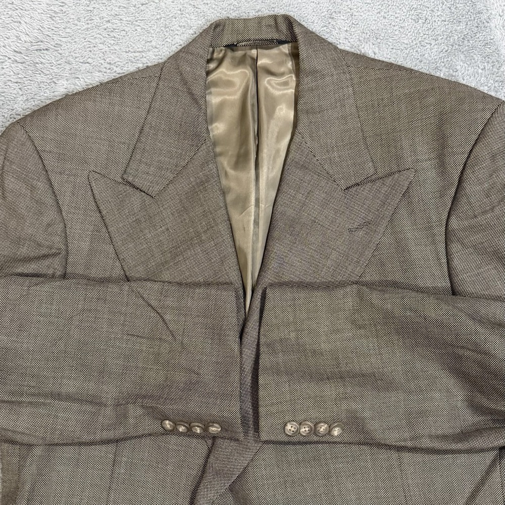VTG 80s Polo Ralph Lauren 43R Wool BIRDSEYE Double Breast Blazer Suit Jacket